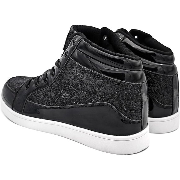 Igxx Men Black High Top Bling Glitter Party Disco Retro Metallic Gold Sneakers - Picture 4 of 6